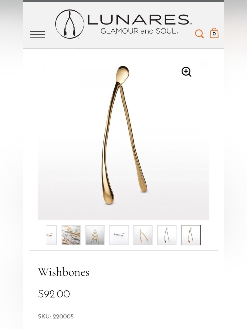 Lunares 24k Gold Plated Wishbone Decor